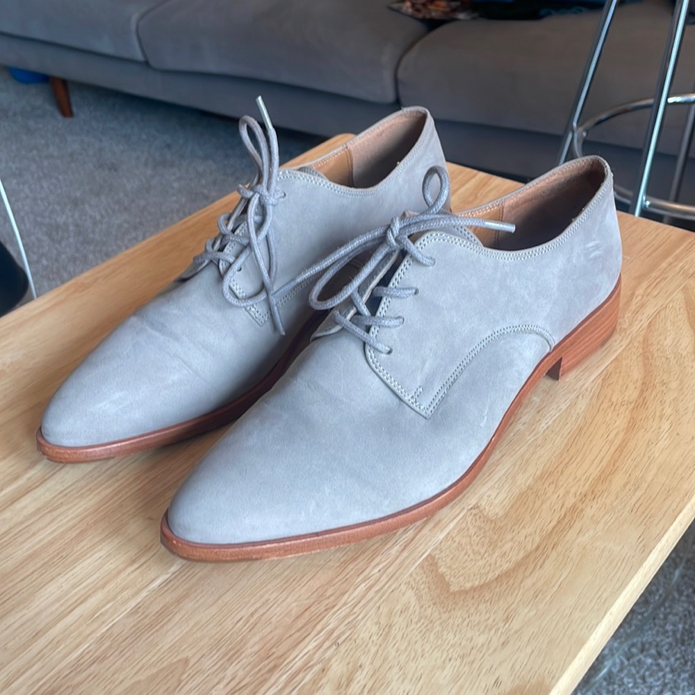 Frye grey suede lace-up oxfords